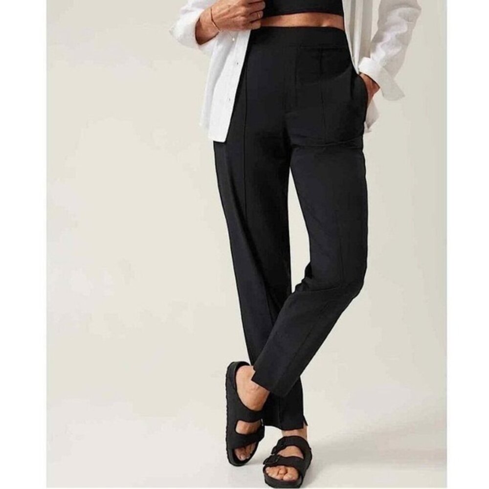 Athleta Vienna Slim Ankle Pant 2P Petite Black Travel Work Pants